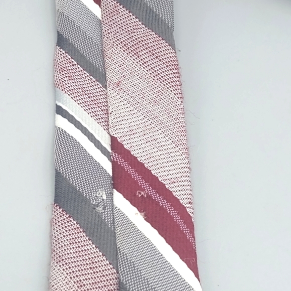 Michelle Wool Blend Slubbed Regimental Striped Tie Vintage - Picture 9 of 10